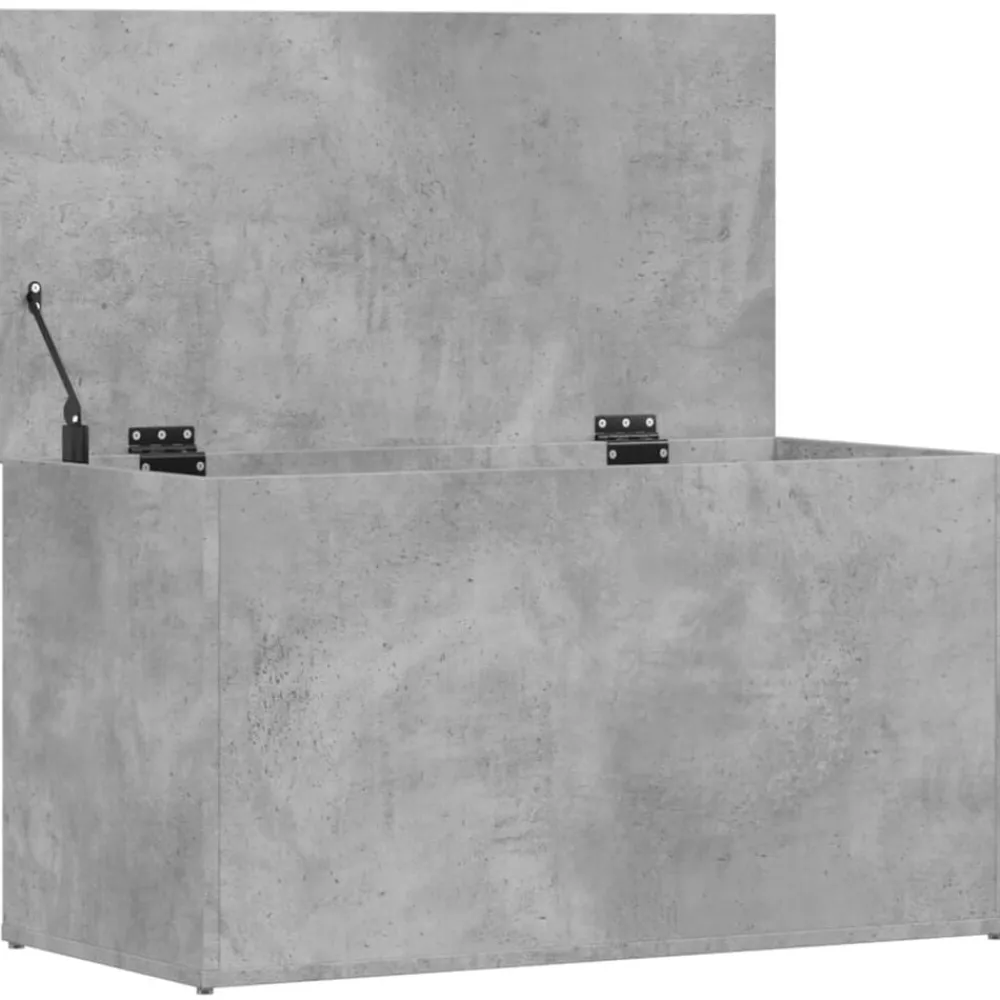 vidaXL Baúl almacenaje madera contrachapada gris hormigón 84x42x46 cm Gris hormigón Outlet