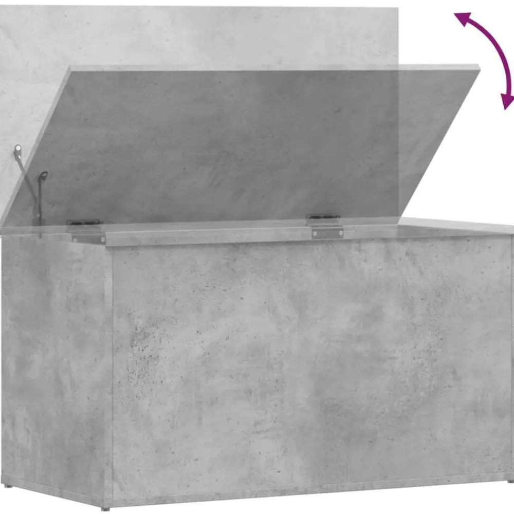 vidaXL Baúl almacenaje madera contrachapada gris hormigón 84x42x46 cm Gris hormigón Outlet