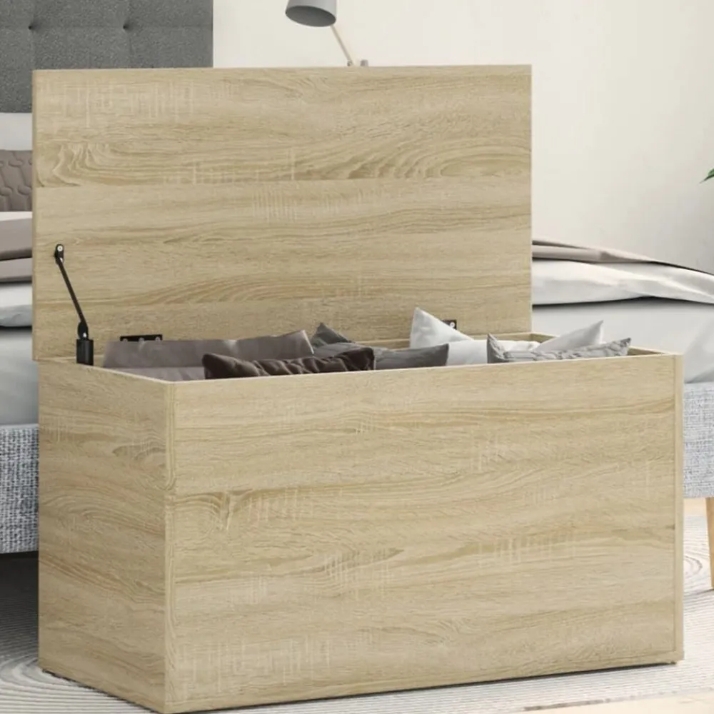 vidaXL Armarios Y Almacenamiento-Baúl de almacenaje madera contrachapada color roble 84x42x46cm