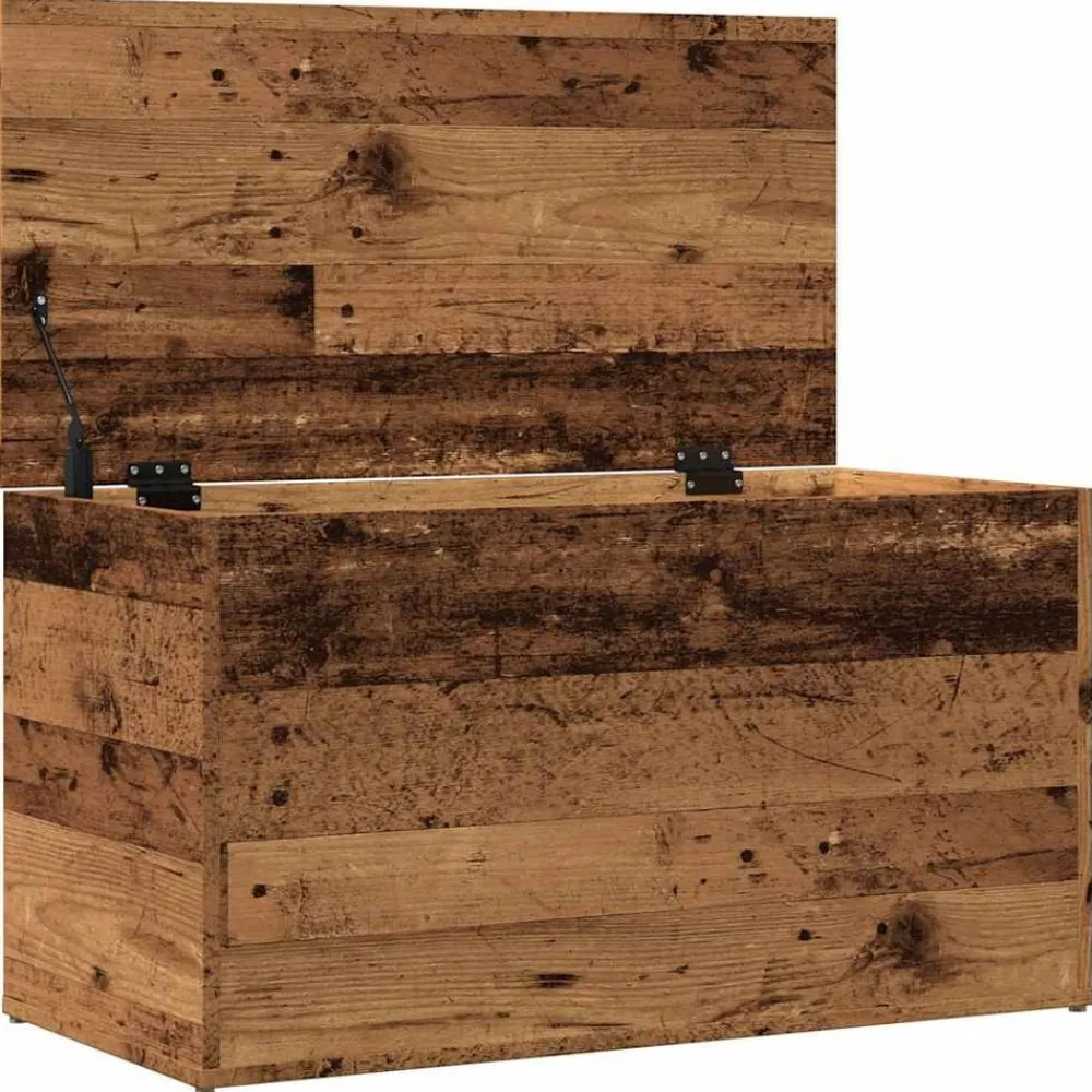 vidaXL Armarios Y Almacenamiento-Baúl de almacenamiento madera ingeniería envejecida 84x42x46 cm