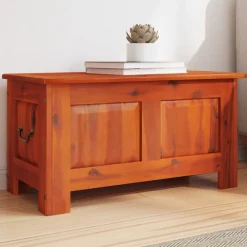 vidaXL Baúl de almacenamiento con tapa madera maciza de acacia marrón Marr&oacute;n Best