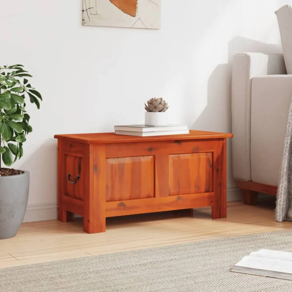 vidaXL Baúl de almacenamiento con tapa madera maciza de acacia marrón Marrón Best