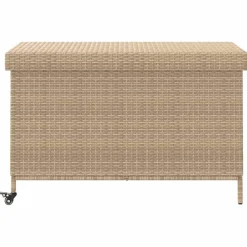 vidaXL Muebles De Jardín-Baúl de jardín con ruedas ratán sintético 110x55x73 cm