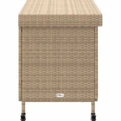vidaXL Muebles De Jardín-Baúl de jardín con ruedas ratán sintético 110x55x73 cm