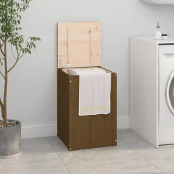 vidaXL Baúl para colada madera maciza pino marrón miel 44x44x66 cm Marr&oacute;n miel Best