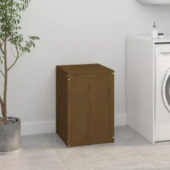 vidaXL Baúl para colada madera maciza pino marrón miel 44x44x66 cm Marrón miel Best