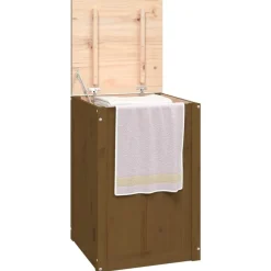 vidaXL Baúl para colada madera maciza pino marrón miel 44x44x66 cm Marrón miel Best