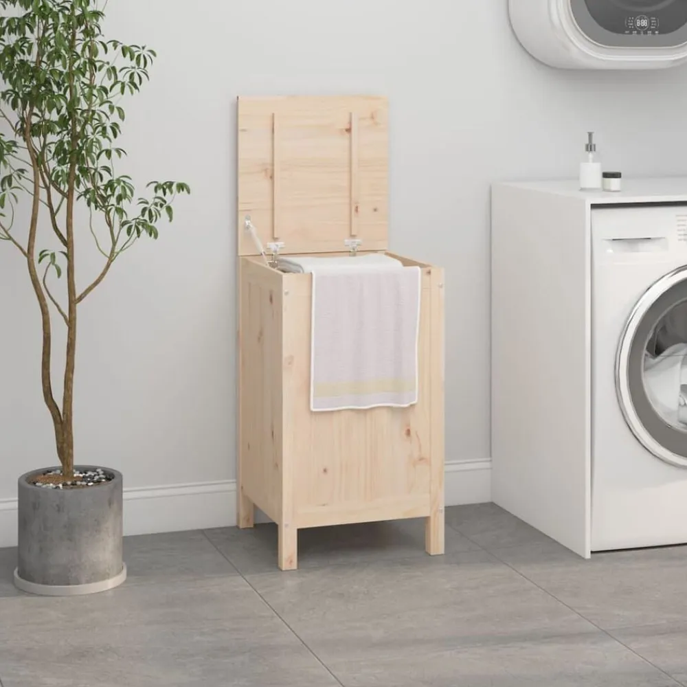 vidaXL Productos Del Hogar-Baúl para la colada madera maciza de pino 44x44x76 cm