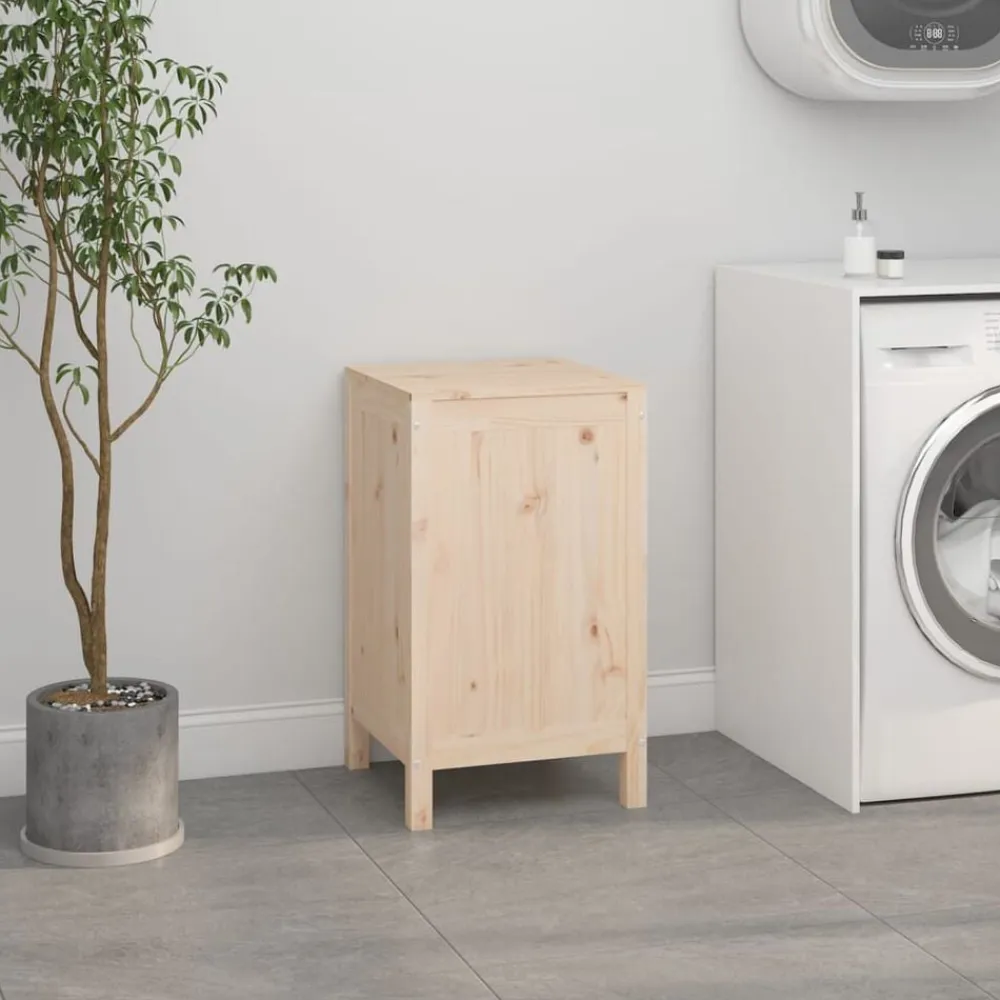 vidaXL Productos Del Hogar-Baúl para la colada madera maciza de pino 44x44x76 cm