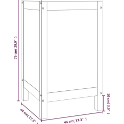 vidaXL Productos Del Hogar-Baúl para la colada madera maciza de pino 44x44x76 cm