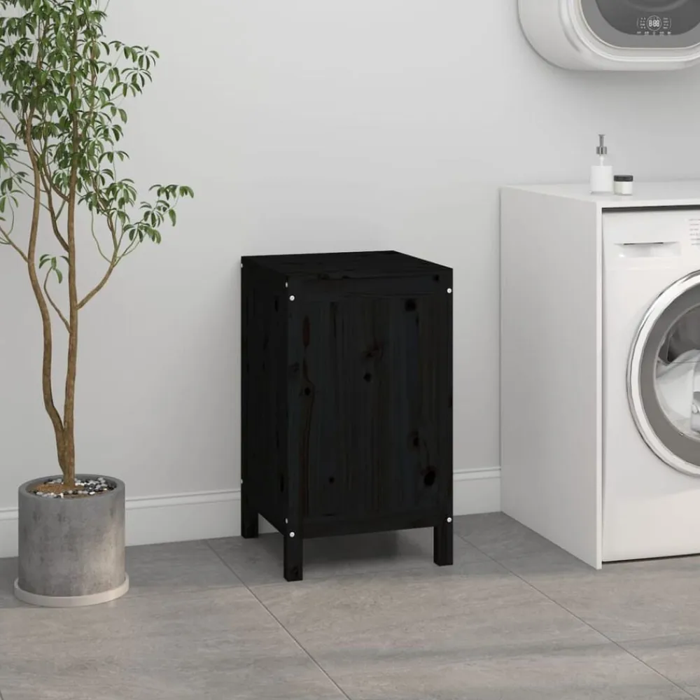 vidaXL Productos Del Hogar-Baúl para la colada madera maciza de pino 44x44x76 cm