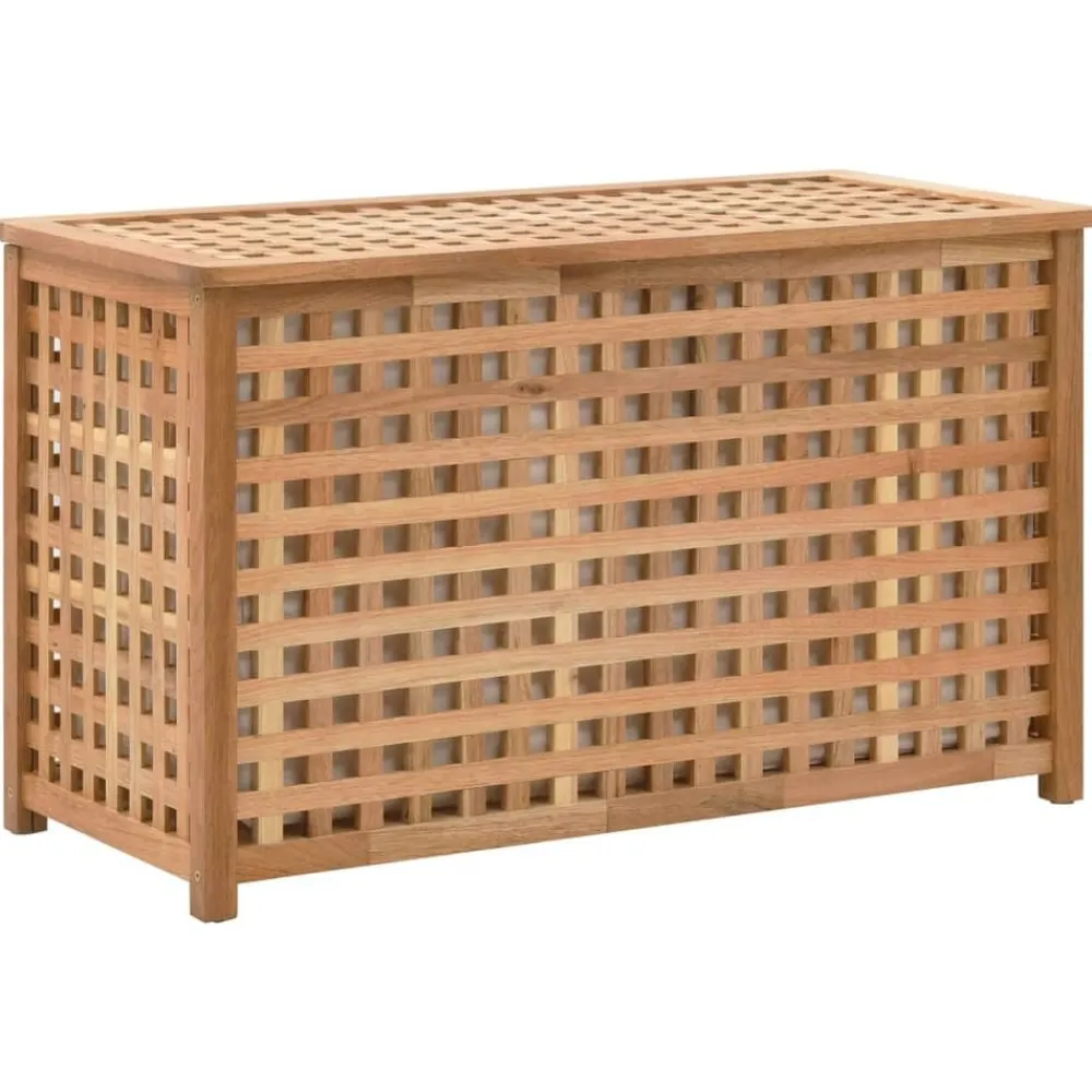 vidaXL Productos Del Hogar-Baúl para la ropa sucia madera maciza nogal 77,5x37,5x46,5 cm