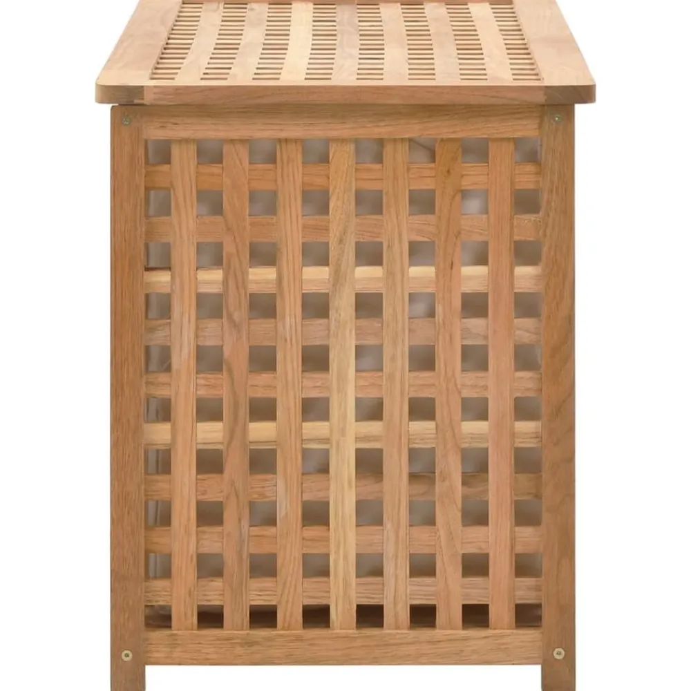 vidaXL Productos Del Hogar-Baúl para la ropa sucia madera maciza nogal 77,5x37,5x46,5 cm