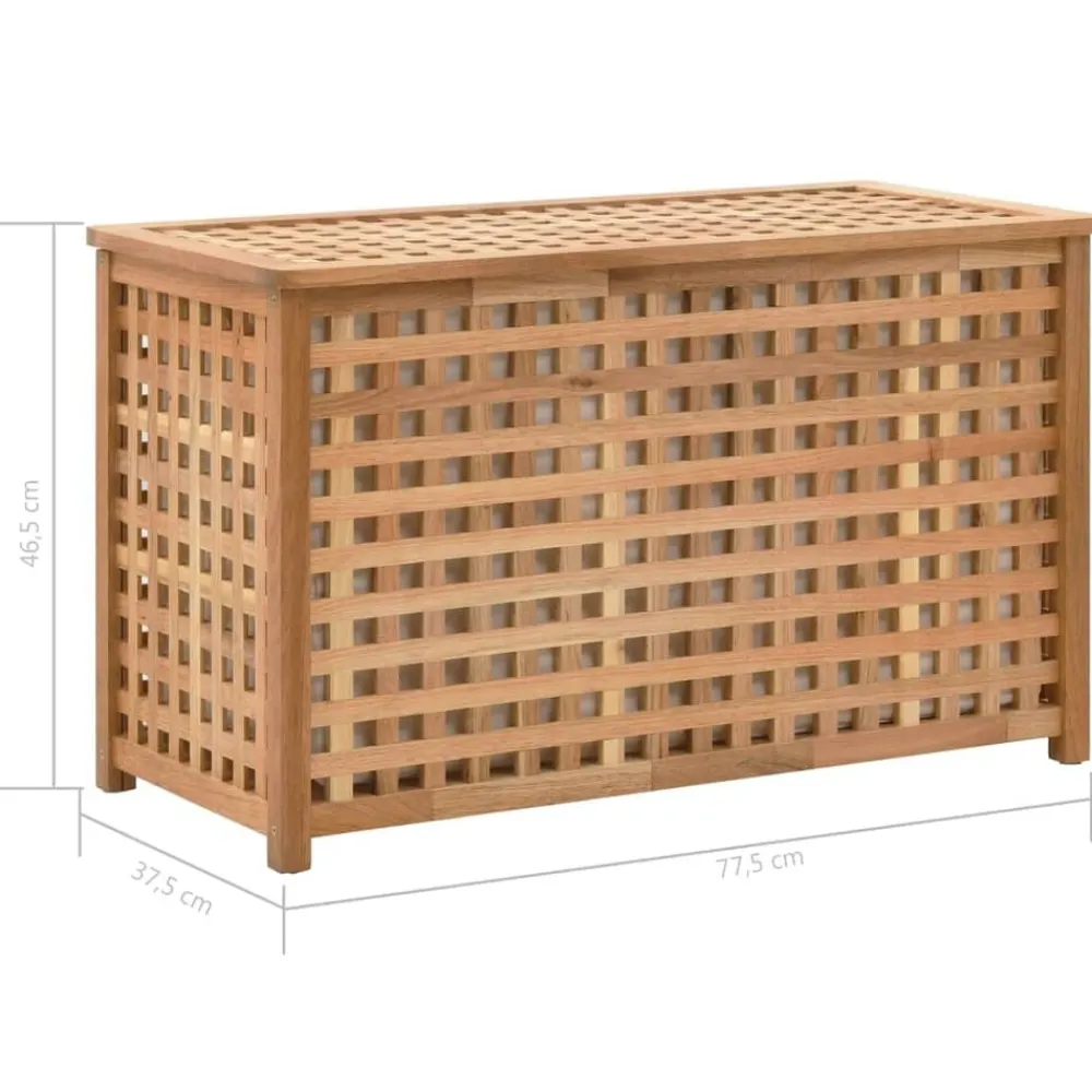 vidaXL Productos Del Hogar-Baúl para la ropa sucia madera maciza nogal 77,5x37,5x46,5 cm