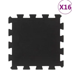 vidaXL Baldosas de suelo de goma 16 unidades negro 16 mm 30x30 cm Sale