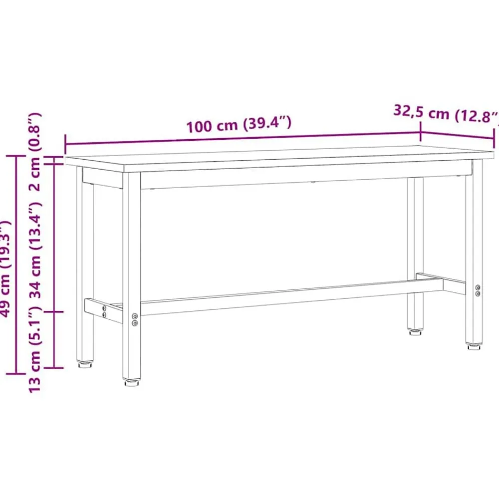 vidaXL Bancos-Banca de Comedor 100 x 32,5 x 49 cm Madera maciza de pino