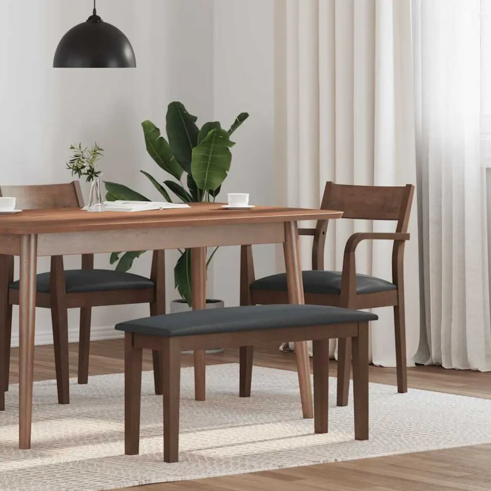 vidaXL Banco 90 cm Madera Maciza Marrón Caucho Marrón y oscuro Sale