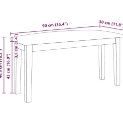 vidaXL Banco 90 cm Madera Maciza Marrón Caucho Marrón y oscuro Sale