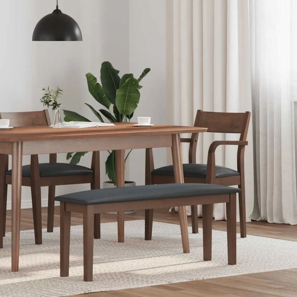 vidaXL Bancos-Banco 110 cm madera maciza marrón caucho