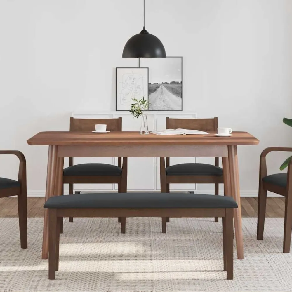 vidaXL Bancos-Banco 110 cm madera maciza marrón caucho