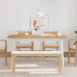vidaXL Bancos-Banco 110 cm Madera Maciza Caucho