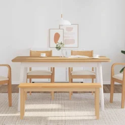 vidaXL Bancos-Banco 110 cm Madera Maciza Caucho