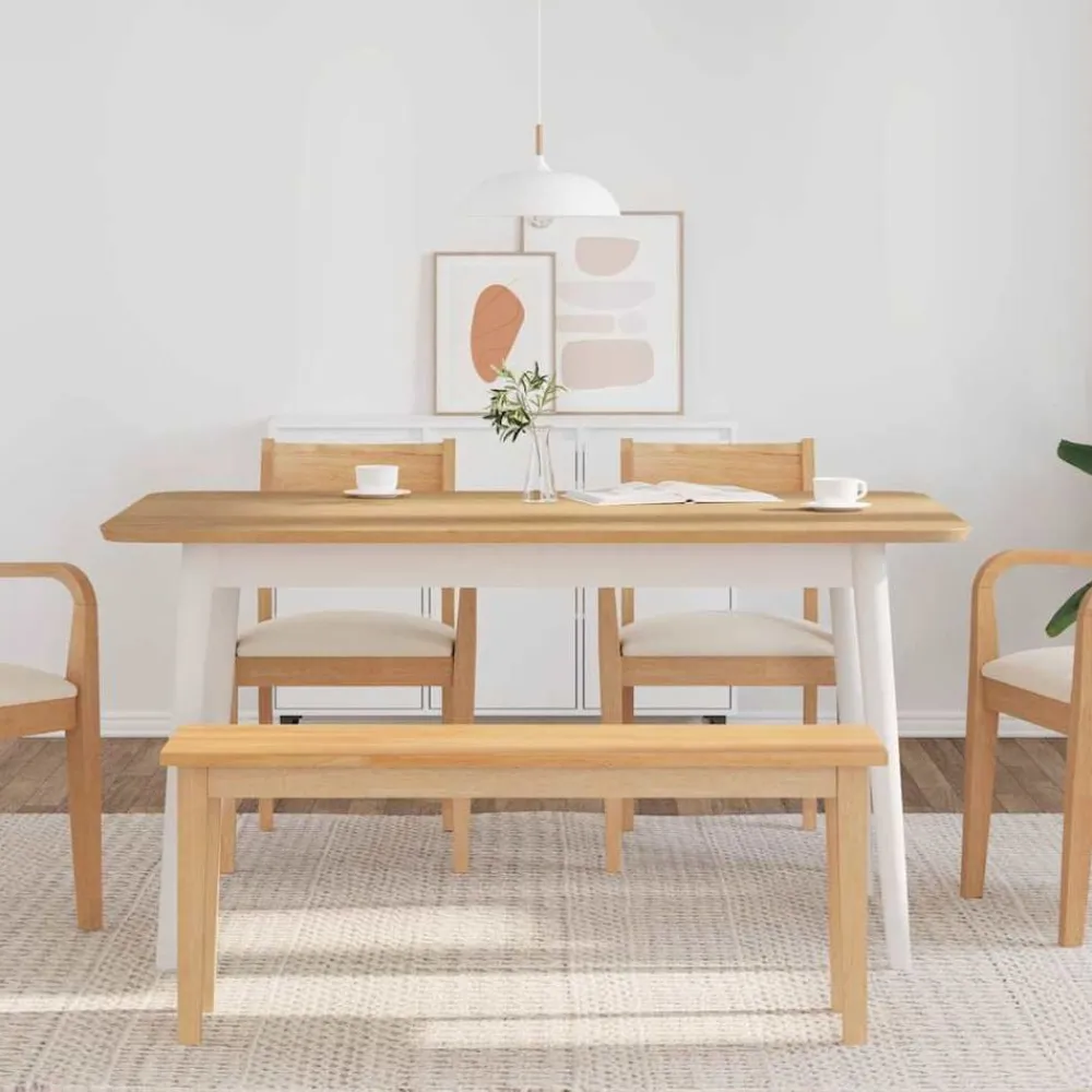 vidaXL Bancos-Banco 110 cm Madera Maciza Caucho