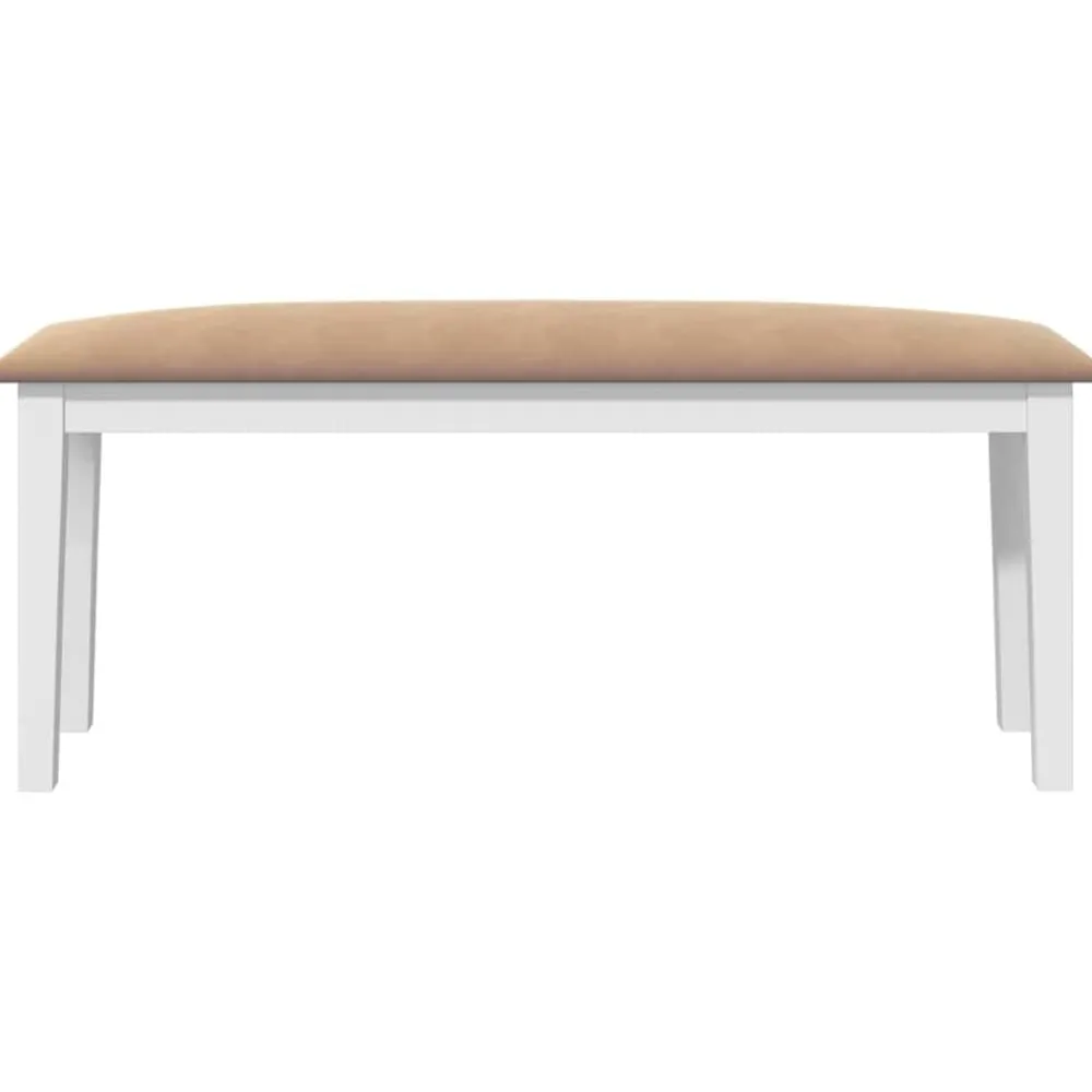 vidaXL Banco 110 cm madera maciza caucho blanco Blanco y marrón Online