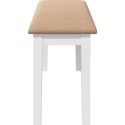 vidaXL Banco 110 cm madera maciza caucho blanco Blanco y marrón Online