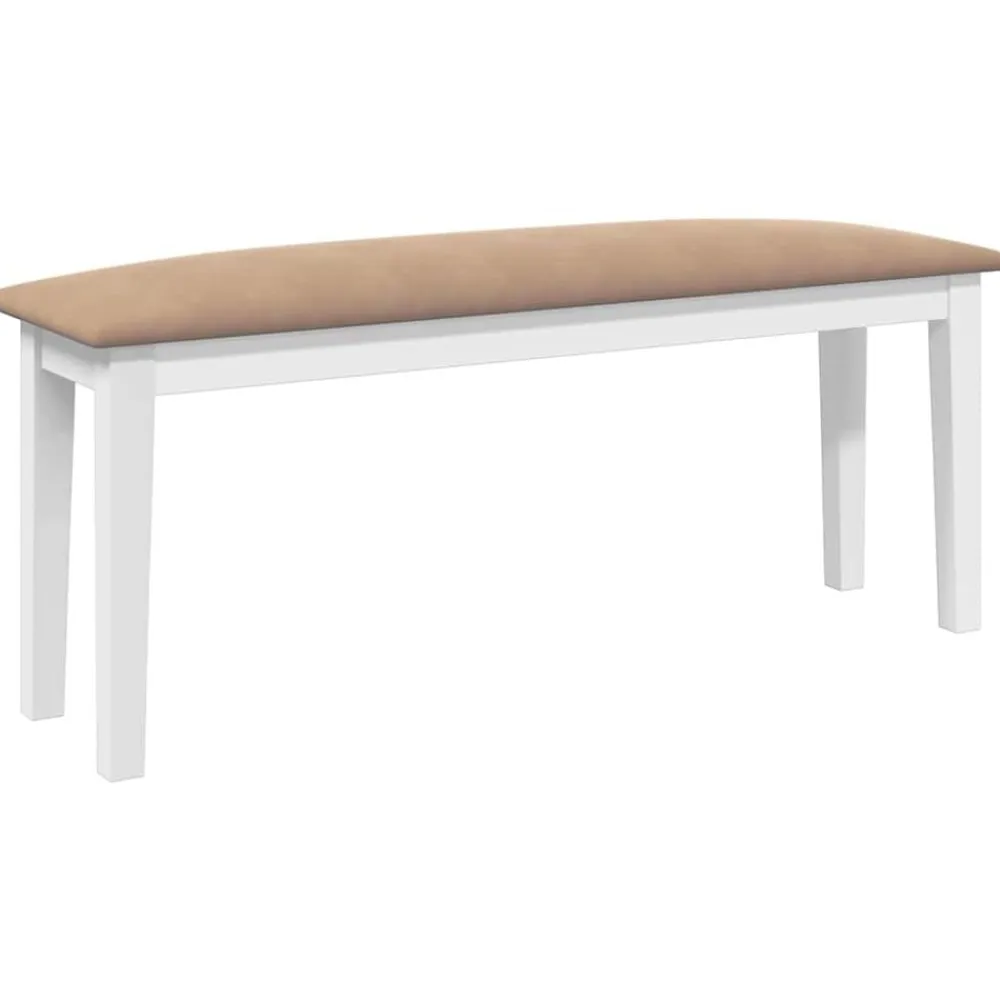 vidaXL Banco 110 cm madera maciza caucho blanco Blanco y marrón Online