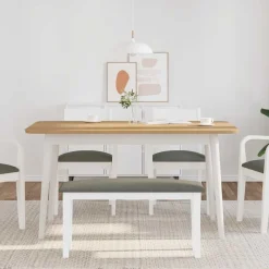 vidaXL Bancos-Banco 90 cm madera maciza caucho blanco