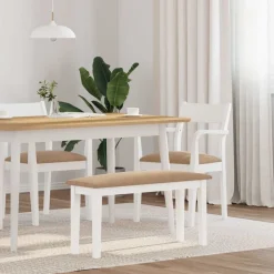 vidaXL Bancos-Banco 90 cm madera maciza caucho blanco