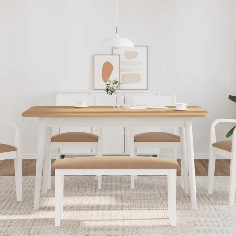 vidaXL Bancos-Banco 90 cm madera maciza caucho blanco