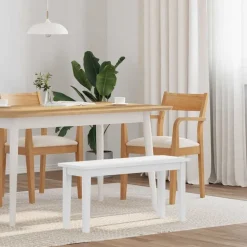 vidaXL Bancos-Banco 90 cm madera maciza caucho blanco
