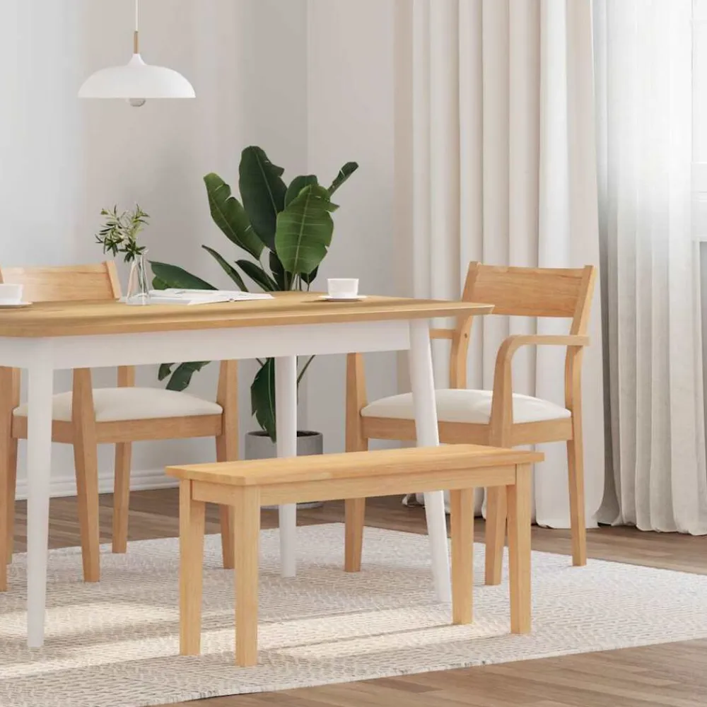 vidaXL Banco 90 cm Madera Maciza Caucho Natural Outlet
