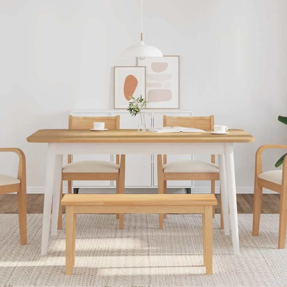 vidaXL Banco 90 cm Madera Maciza Caucho Natural Outlet