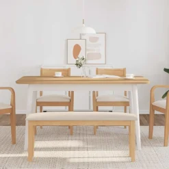 vidaXL Banco 110 cm Madera Maciza Caucho Natural y claro Online