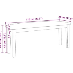 vidaXL Banco 110 cm Madera Maciza Caucho Natural y claro Online
