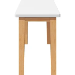 vidaXL Banco 90 cm Madera Maciza Caucho Natural y blanco Clearance