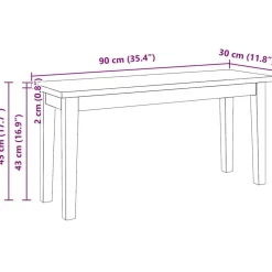 vidaXL Banco 90 cm Madera Maciza Caucho Natural y blanco Clearance