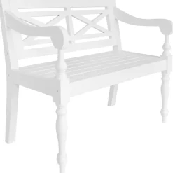 vidaXL Banco Batavia de madera maciza de caoba 98 cm Blanco