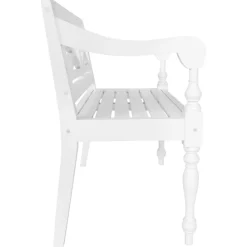 vidaXL Banco Batavia de madera maciza de caoba 98 cm Blanco