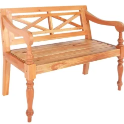vidaXL Banco Batavia de madera maciza de caoba marrón 98 cm Marrón claro Outlet