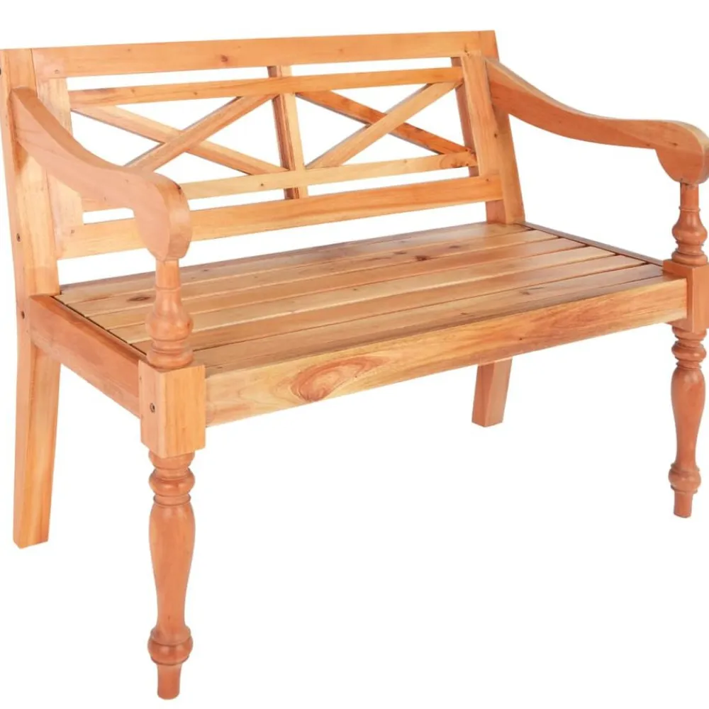 vidaXL Banco Batavia de madera maciza de caoba marrón 98 cm Marrón claro Outlet