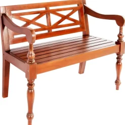 vidaXL Bancos-Banco Batavia madera maciza de caoba marrón oscuro 98 cm