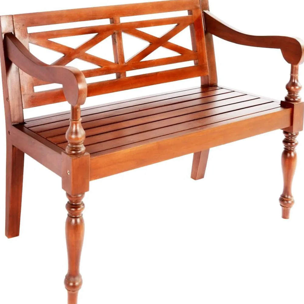 vidaXL Bancos-Banco Batavia madera maciza de caoba marrón oscuro 98 cm