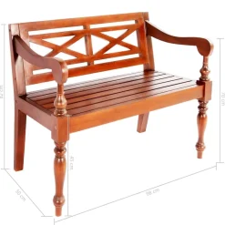 vidaXL Bancos-Banco Batavia madera maciza de caoba marrón oscuro 98 cm