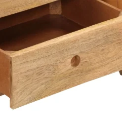 vidaXL Bancos-Banco Bok madera de mango piel de cabra auténtica marrón 107 cm