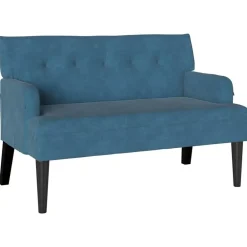 vidaXL Banco Chesterfield 112 x 65,5 x 75 cm Terciopelo Azul New
