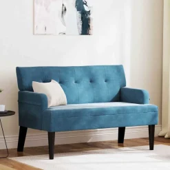 vidaXL Banco Chesterfield 112 x 65,5 x 75 cm Terciopelo Azul New